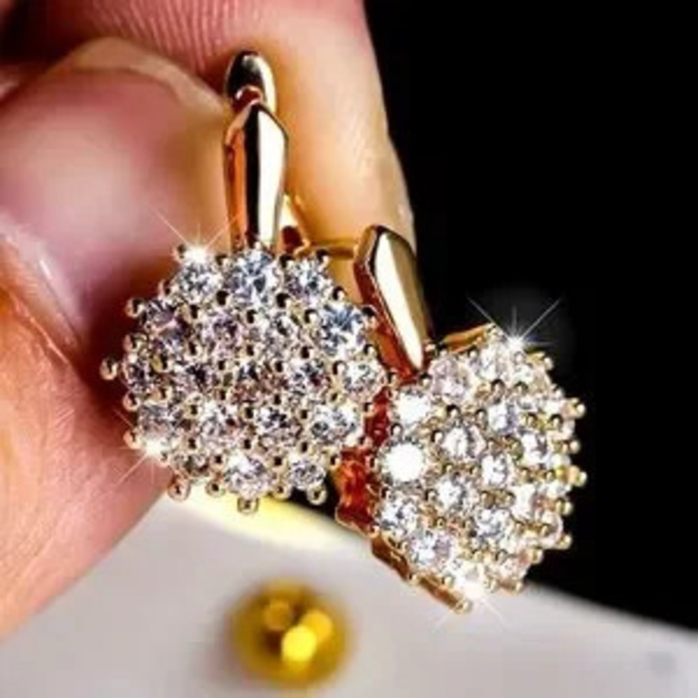 Cute Small White Zircon Stone Snowflake Dangle Earrings Rose Gold